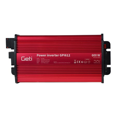 Power inverter GETI GPI 612 12V/230V 600W USB Schuko
