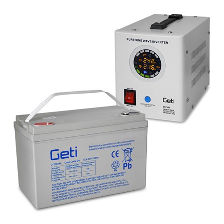 Backup power GETI GEP500 sinus 500W + battery 100Ah