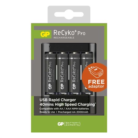 Battery charger GP USB U421 + 4xAA ReCyko+ Pro 2000mAh