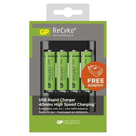 Battery charger GP USB U421 + 4xAA GP ReCyko + 2700mAh