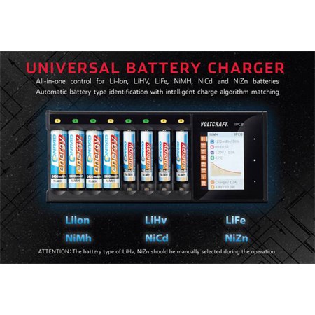 Battery charger VOLTCRAFT IPC-8 NiMH, NiCd, NiZn, Li-Ion, LiHV,LiFePO,AA, AAA,14500,1044
