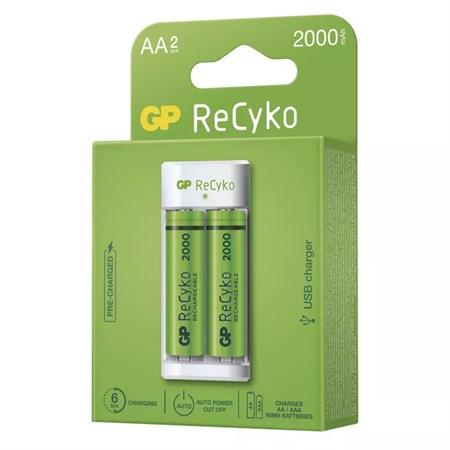 Nabíječka baterií GP Eco E211 + 2xAA ReCyko 2000