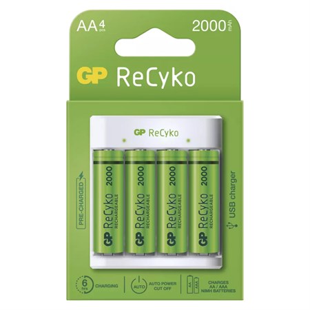 Nabíječka baterií GP Eco E411 + 4xAA ReCyko 2000