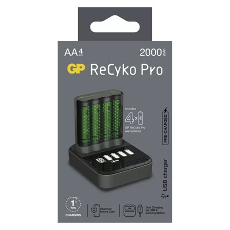 Nabíječka baterií GP Pro P461 + 4x AA ReCyko 2700 + DOCK