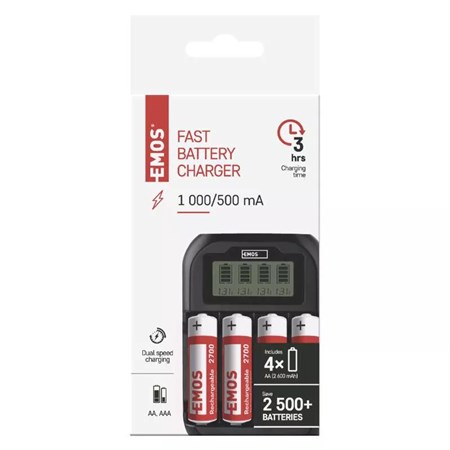 Nabíjačka batérií EMOS BCN-41D + 4AA 2700