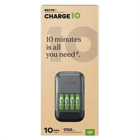 Battery charger GP Charge 10 S491 + 4× AA, ultra-fast