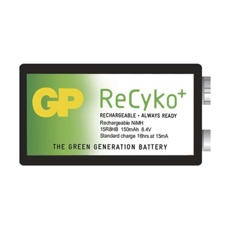 Baterie 6F22 (9V) nabíjecí GP Recyko+ 150mAh