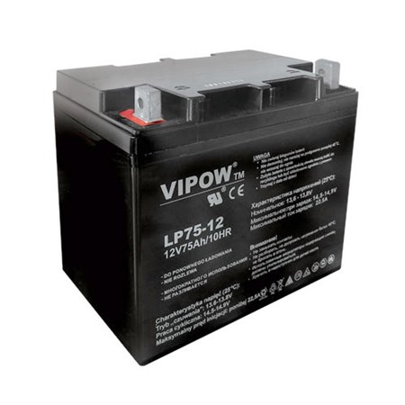 Baterie olověná  12V/75Ah  VIPOW bezúdržbový akumulátor