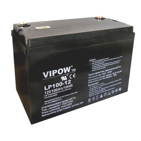 Baterie olověná 12V/100Ah  VIPOW bezúdržbový akumulátor