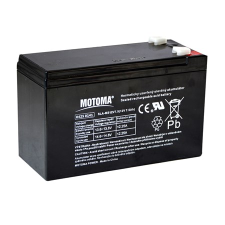 Sealed lead acid battery 12V   7.5Ah MOTOMA (connector 6,35 mm)