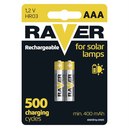 Battery AAA (R03) rechargeable 1,2V/400mAh RAVER solar  2pcs