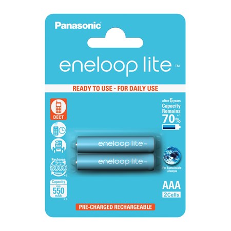 Battery AAA (R03) rechargeable 1,2V/550mAh Eneloop PANASONIC LITE 2pcs