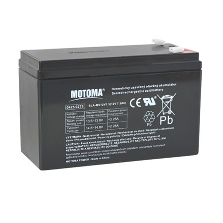 Sealed lead acid battery 12V   7.5Ah MOTOMA (connector 4,75 mm)
