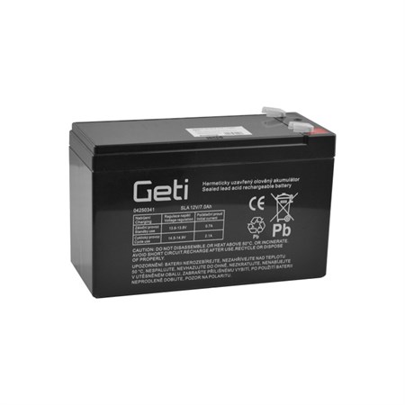 Sealed lead acid battery 12V 7.0Ah GETI (connector 6,35 mm)