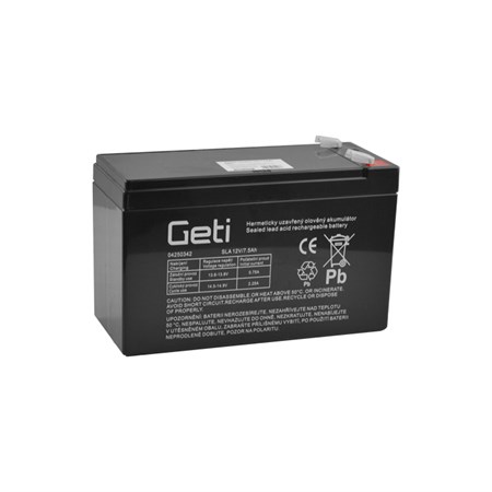 Sealed lead acid battery 12V 7.5Ah GETI (connector 6,35 mm)
