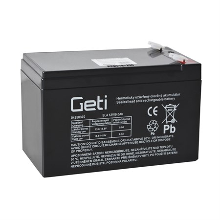 Sealed lead acid battery 12V 9Ah GETI (connector 6,35 mm)