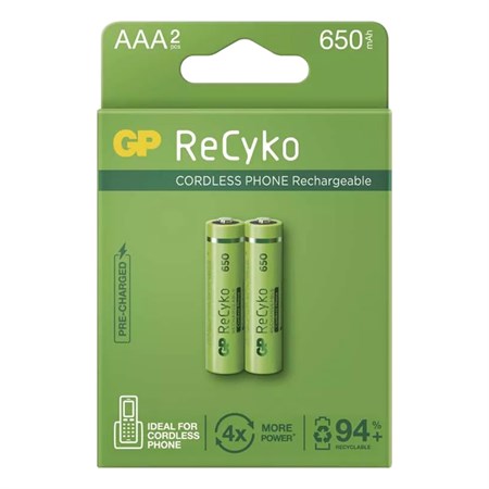 Baterie AAA (R03) nabíjecí 1,2V/650mAh GP Recyko Cordless  2ks