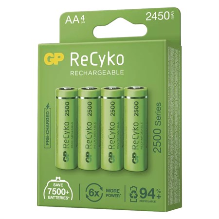 Baterie AA (R6) nabíjecí 1,2V/2450mAh GP Recyko  4ks
