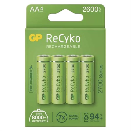 Baterie AA (R6) nabíjecí 1,2V/2600mAh GP Recyko  4ks