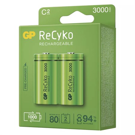 Battery C (R14) rechargeable 1,2V/3000mAh GP Recyko  2ks