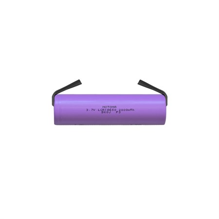 Rechargeable Li-Ion 18650 3.7V / 2000mAh 3C MOTOMA battery with strip terminals