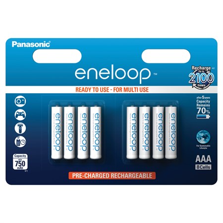 Rechargeable AAA (R03) batteries 1,2V/750mAh Eneloop PANASONIC 8pcs