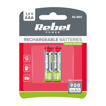Battery AAA (R03) rechargeable 1.2V / 900 mAh REBEL blister