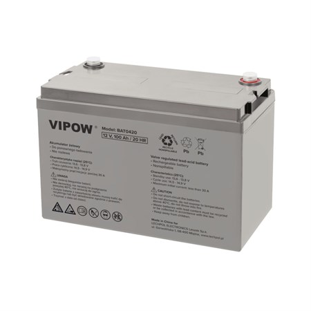 Lead acid battery 12V 100Ah VIPOW BAT0420