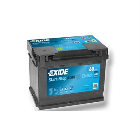 Car battery AGM EXIDE START-STOP EK600 60Ah 12V