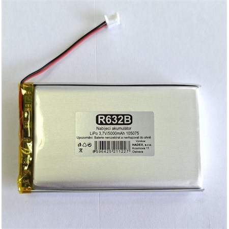 Rechargeable LiPo battery 3,7V/5000mAh 105075 HADEX