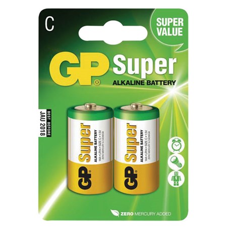 Baterie C (R14) alkalická GP Super Alkaline.