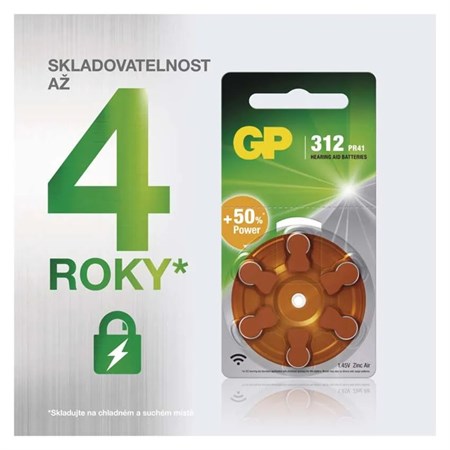 Hearing aid batteries GP ZA312 (PR41), 6 pcs.