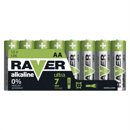 Batéria AA (R6) alkalická RAVER  8ks