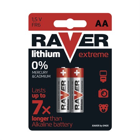 Lithium battery AA R6 1,5V RAVER  2pcs