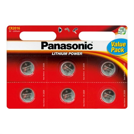 Battery CR2016 PANASONIC lithium 6pcs / blister