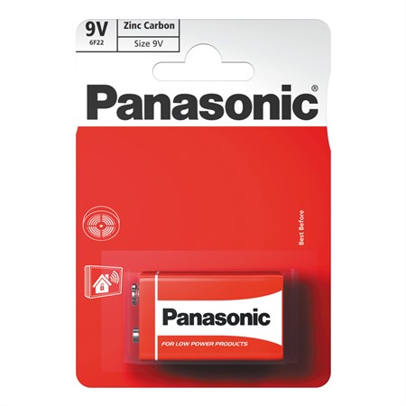 Batéria 6F22 (9V) Zn-Cl PANASONIC Red 1ks / blister