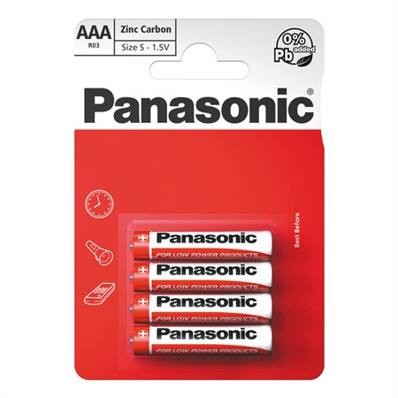 Battery AAA (R03) Zn-Cl PANASONIC Red 4pcs / blister