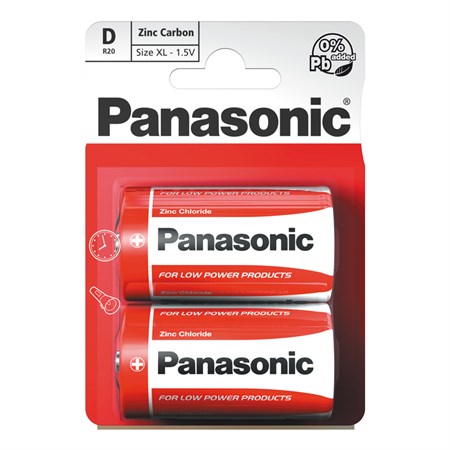 Battery D (R20) Zn-Cl PANASONIC Red 2pcs / blister
