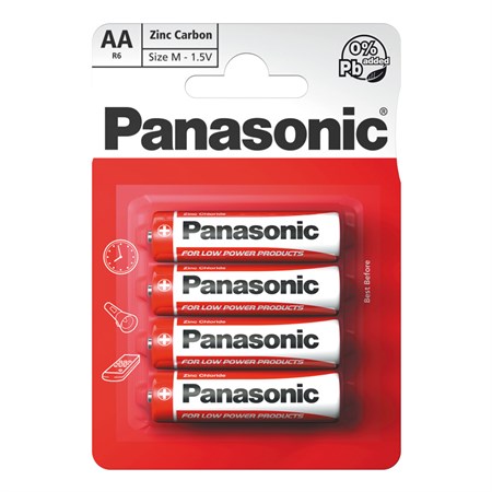 Battery AA (R6) Zn-Cl PANASONIC Red 4pcs / blister