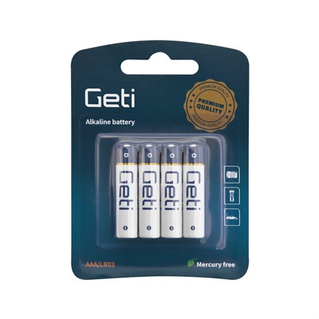 Battery AAA (LR03) alkaline GETI 1,5V Blister (4 pieces)