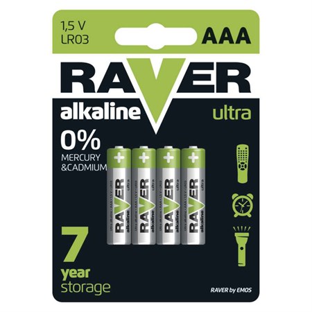 Baterie AAA (R03) alkalická RAVER  4ks
