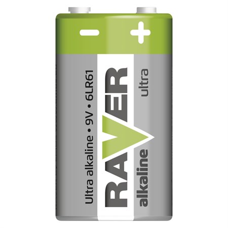 Batérie 6F22 (9V) alkalická RAVER