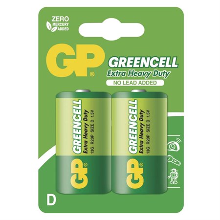 Battery D (R20) Zn-Cl GP Greencell  2pcs