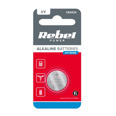 Battery CR2025 REBEL EXTREME 1pc / blister