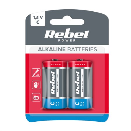 Batéria C (R14) alkalická REBEL Alkaline Power 2ks / blister BAT0063B