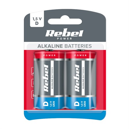 Batéria D (R20) alkalická REBEL Alkaline Power 2ks / blister BAT0064B