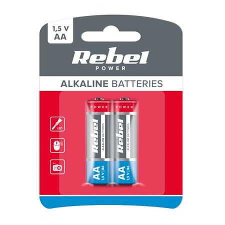 Battery AA (R6) alkaline REBEL Alkaline Power 2pcs / blister BAT0067B