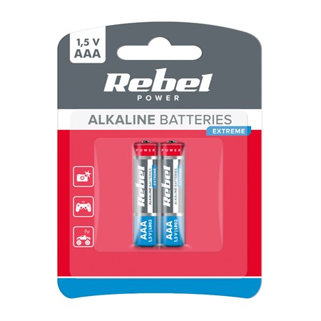 Battery AAA (R03) alkaline REBEL EXTREME Alkaline Power 2pcs / blister BAT0090B