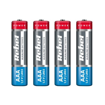 Batéria AAA (R03) alkalická REBEL Alkaline 4ks / shrink BAT0060