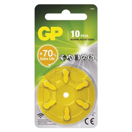Hearing aid batteries GP ZA10 (PR70) 6 pcs